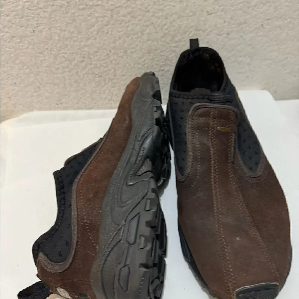 SKECHERS Men 13 Shoes Brown Suede Leather Slip On Sport Moc Lightweight Hike